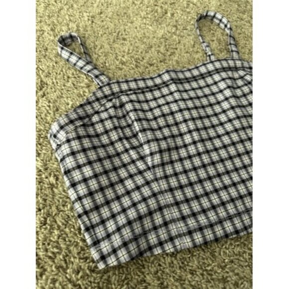 Hollister Advanced Stretch Womens Cropped Top Adj Straps Plaid Size Large - Picture 2 of 13